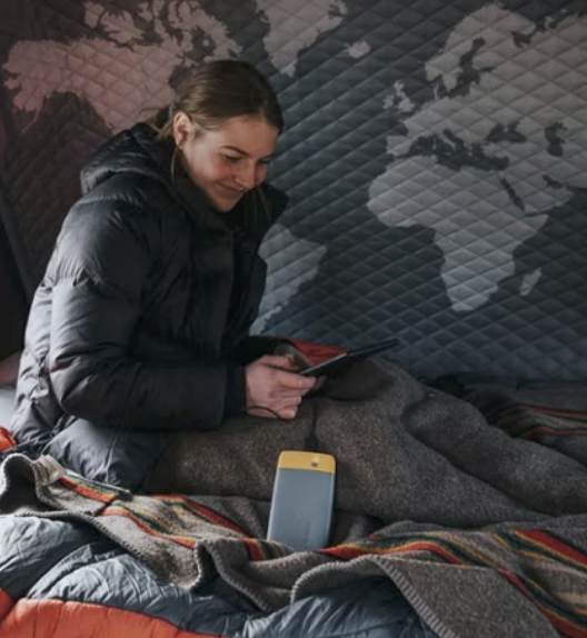 charging a phone in a tent